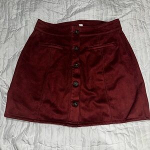 Maurices Deep Red Button-Up Mini Skirt